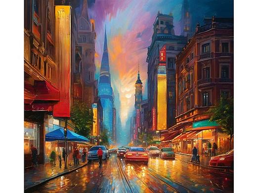 《夜的都市》‖油画风插画