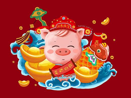 2019猪年插画|春联|红包