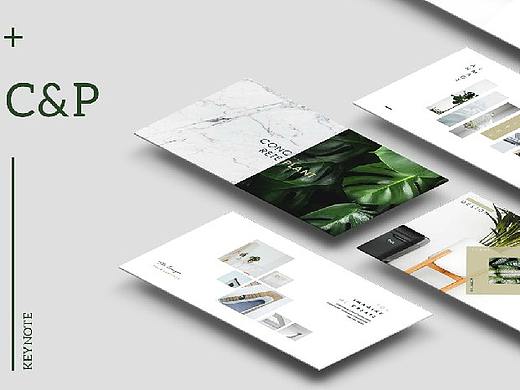 清新简约室内设计案例展示Keynote模板