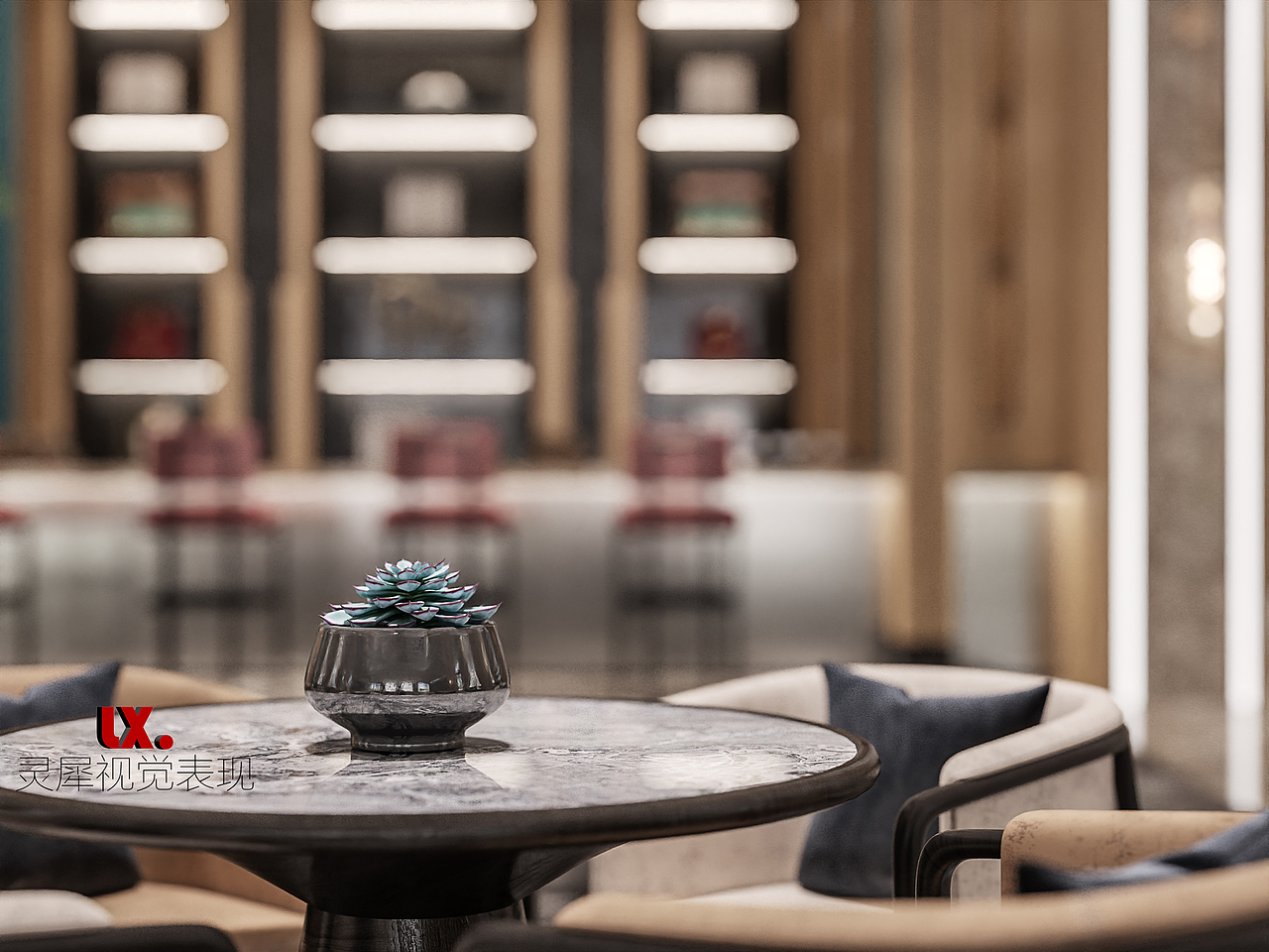 一个售楼部的设计表现。。