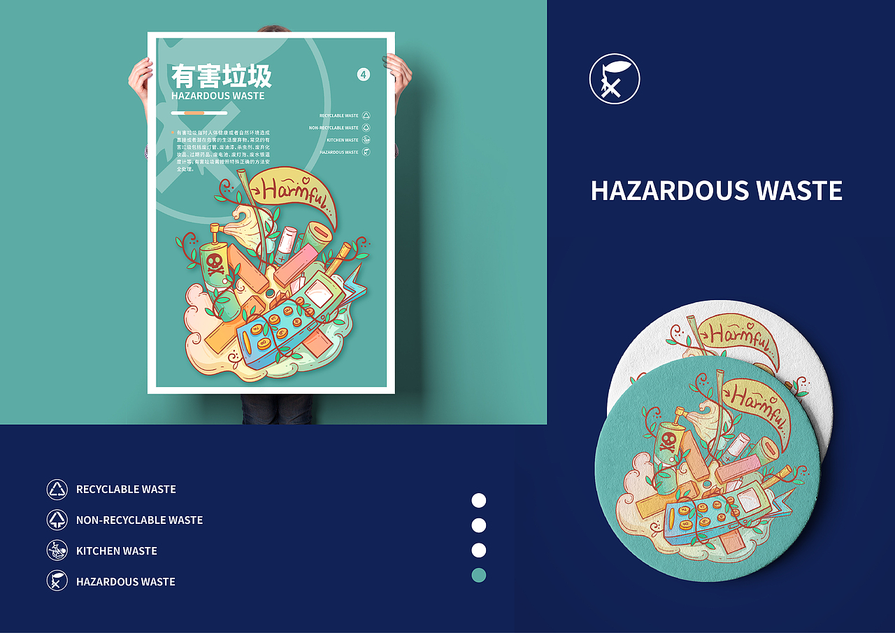 垃圾分类创意插画设计