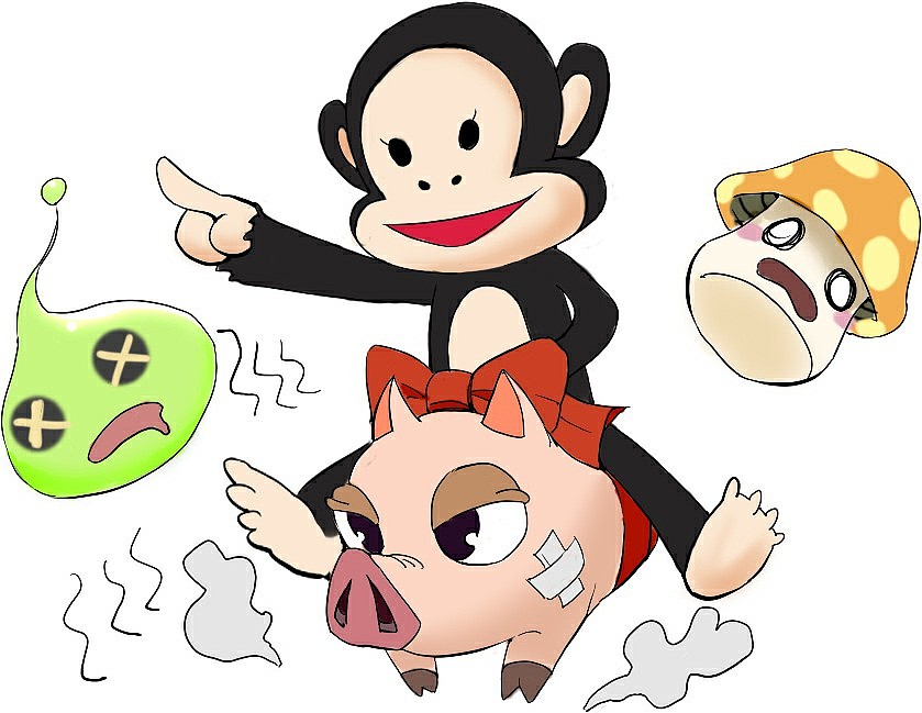 骑着猪的大嘴猴