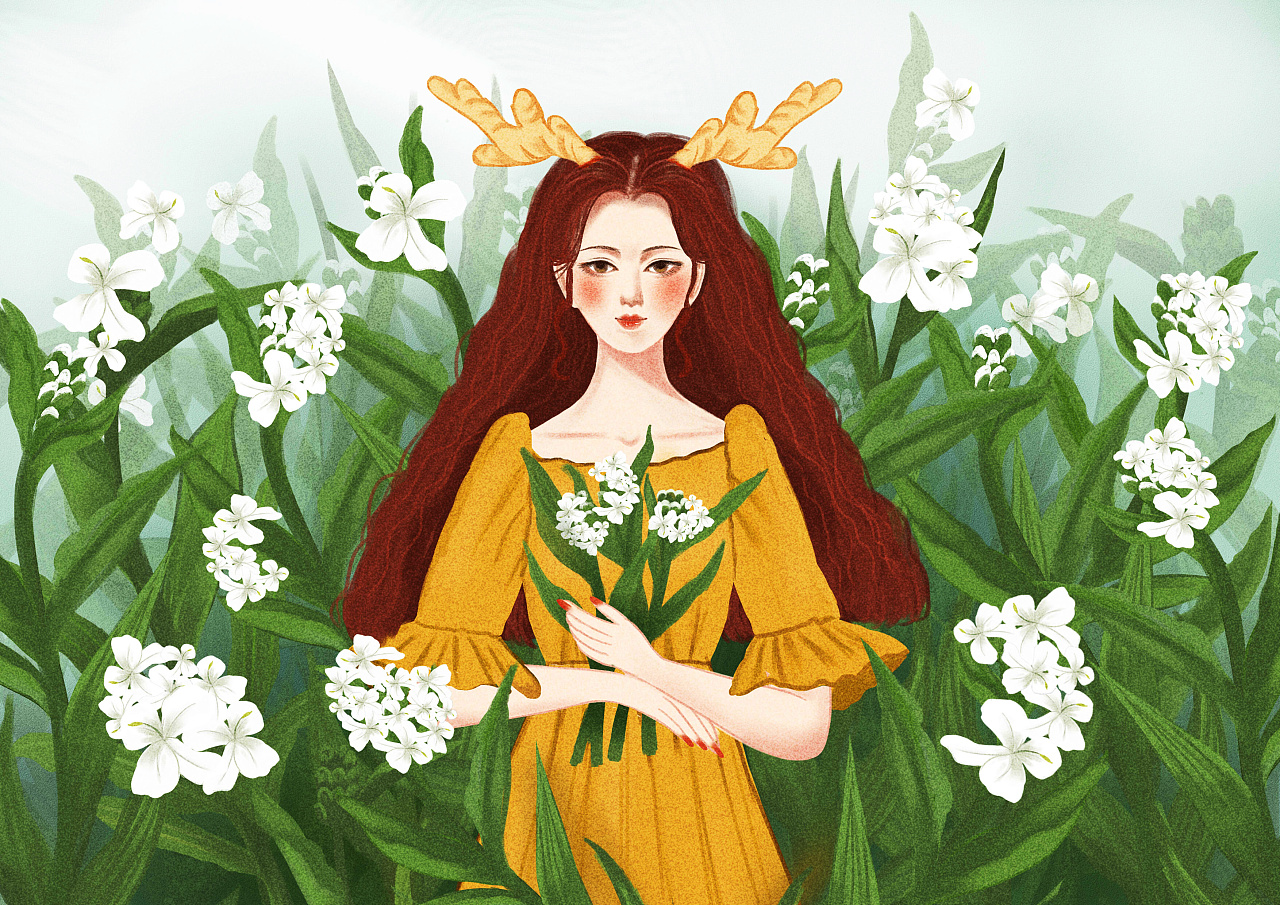 姜花姑娘|插画|其他插画|指尖画玥圆 - 原创作品 - 站酷 (zcool)