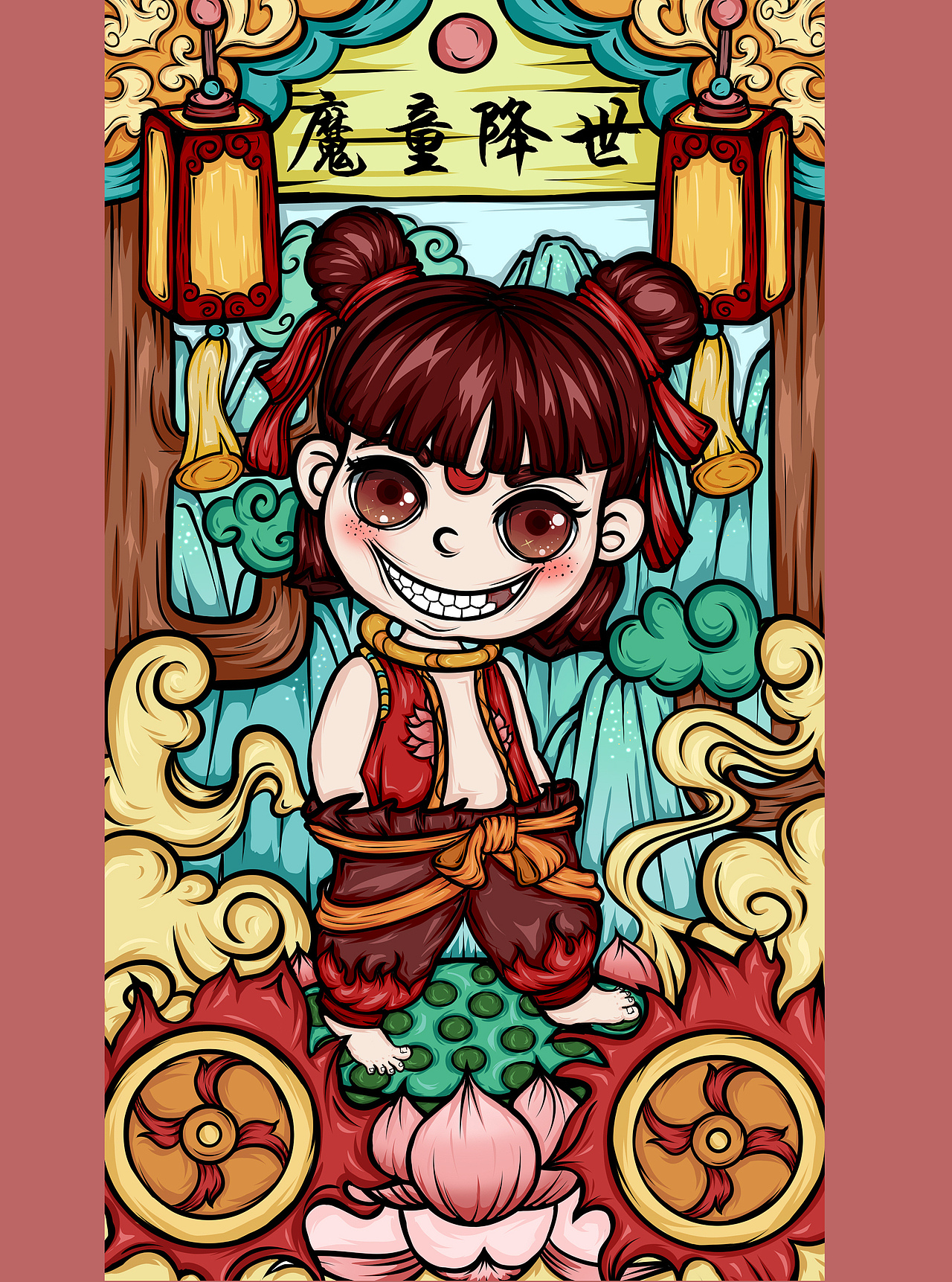 国潮哪吒（图ZMjcwNTM3MDI0） - 商业插画 - 站酷设计师夕慕eee原创素材 - 站酷ZCOOL