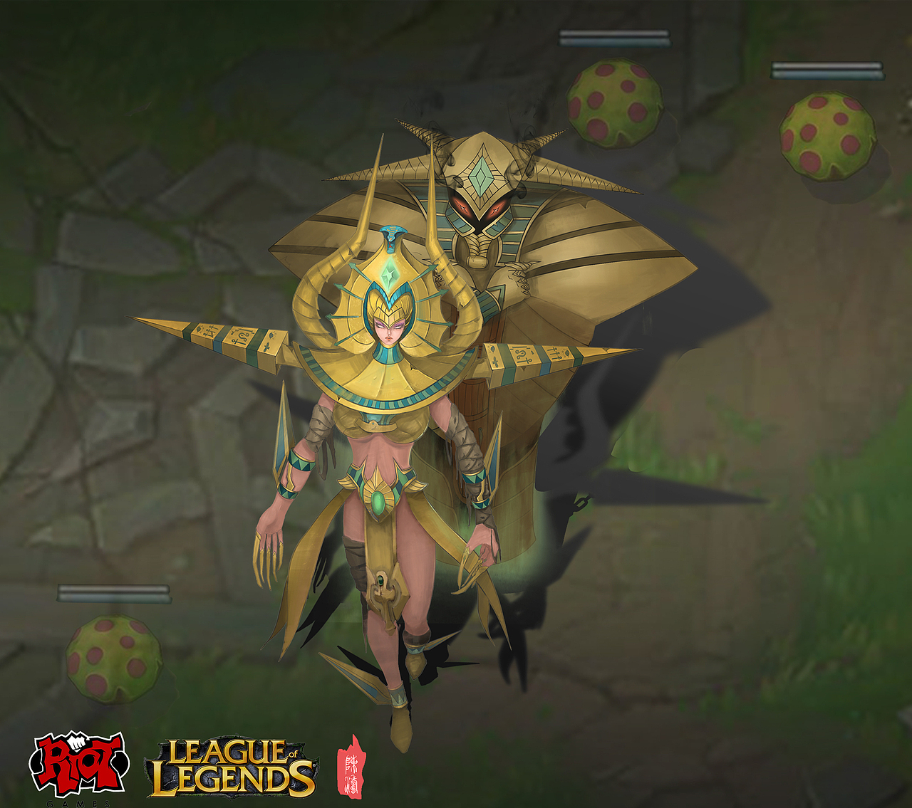 中单,输恕瑞玛的女皇,我瞎编的,身后是一个木乃伊棺材,一言不和就关你