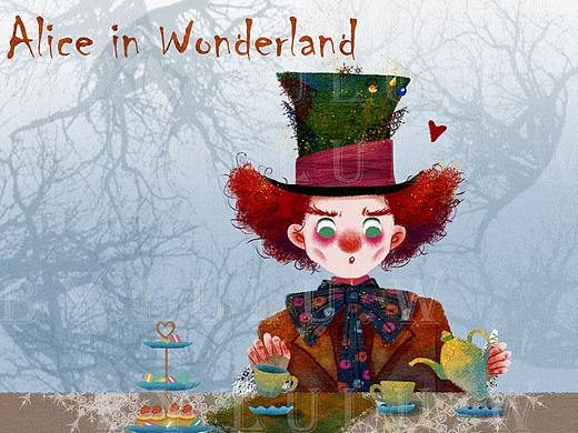 爱丽丝梦游仙境Alice in Wonderland人物插画
