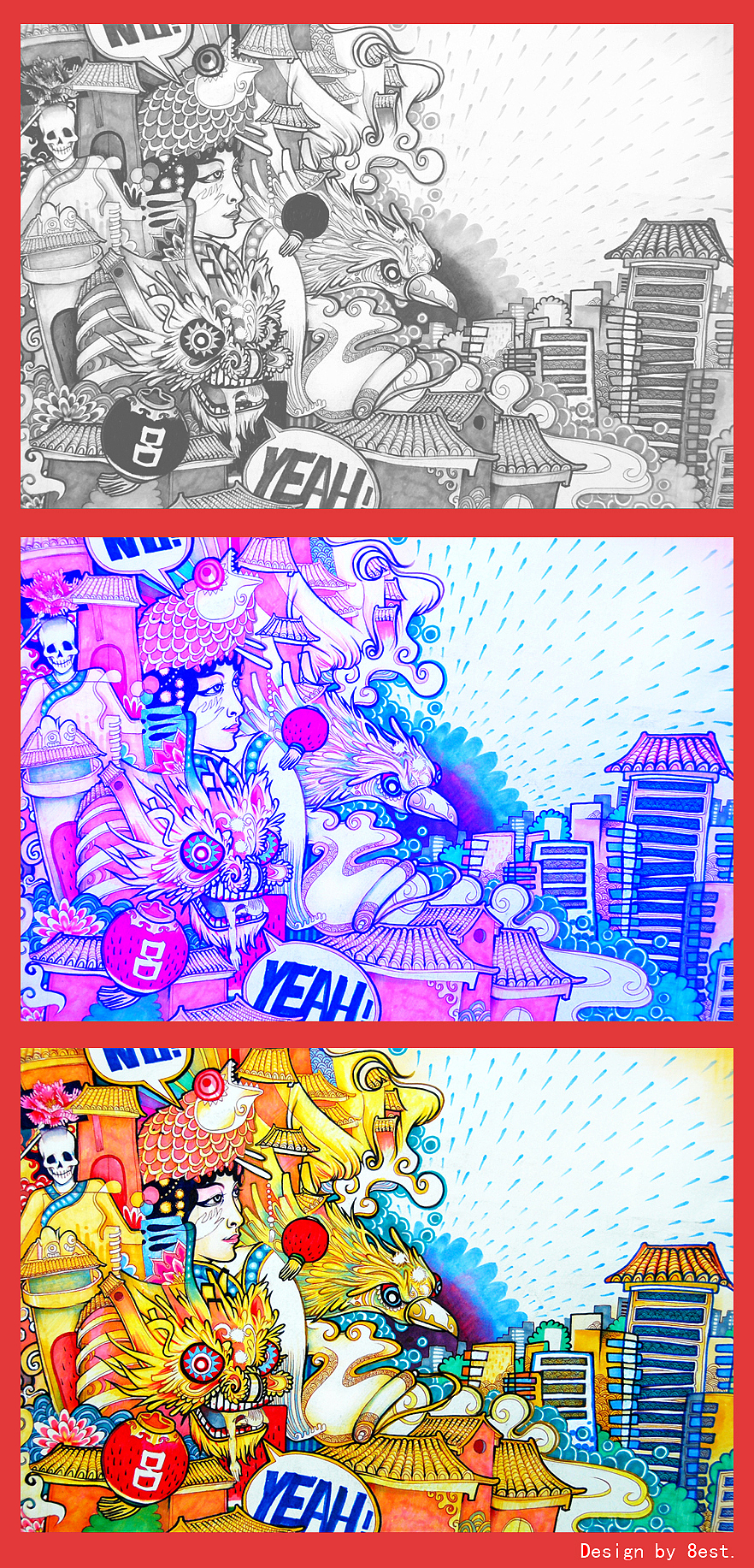 把中国的一些元素结合在一起玩玩~（图ZNDgwMTg0） - 商业插画 - 站酷设计师开天目品牌设计原创素材 - 站酷ZCOOL