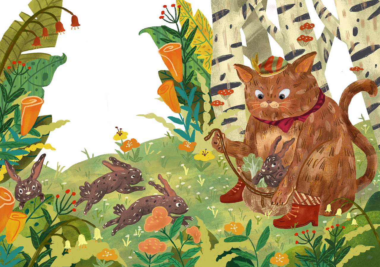 穿靴子的猫绘本插图