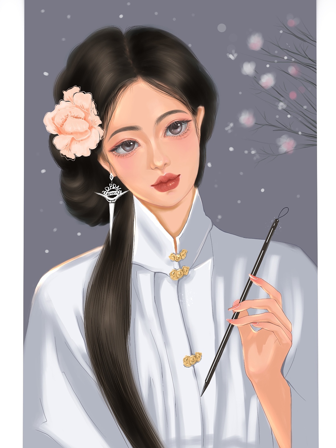 古风女子插画（图ZMjU5OTc5NzY0） - 艺术插画 - 站酷设计师简森插画原创素材 - 站酷ZCOOL