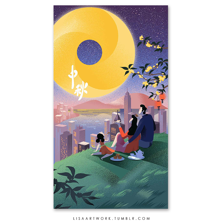 中秋（图ZMTI5NjA3MTky） - 商业插画 - 站酷设计师莎米63原创素材 - 站酷ZCOOL