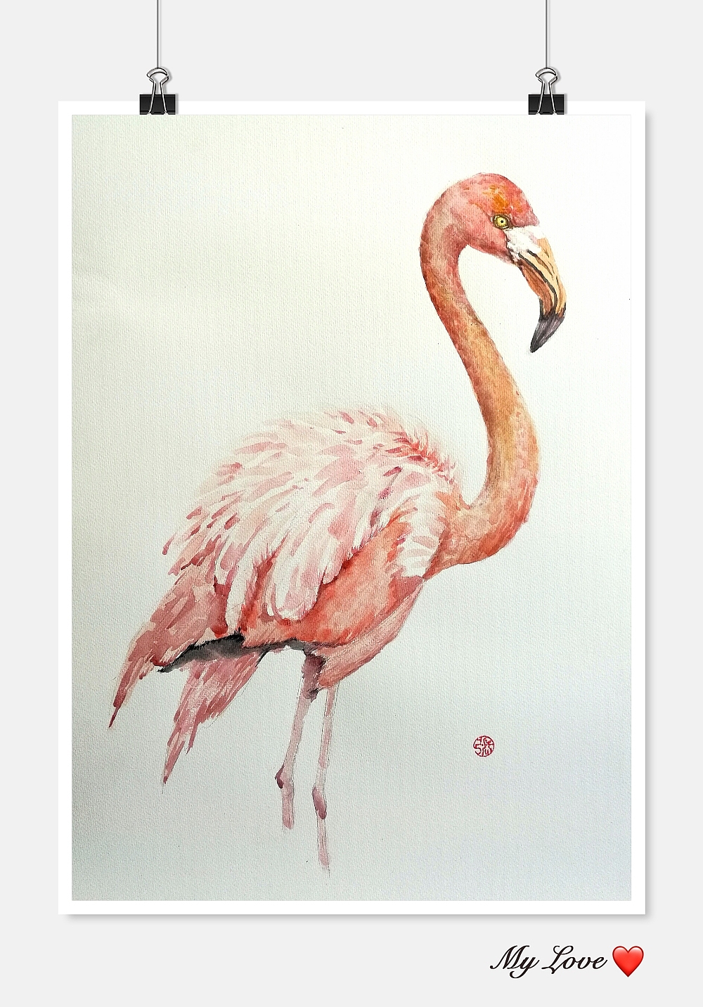 水彩畫一一鳥，火烈鳥（圖ZMTI4NzI4MzA0） - 繪畫 - 站酷設(shè)計(jì)師zhanghongzhen原創(chuàng)素材 - 站酷ZCOOL