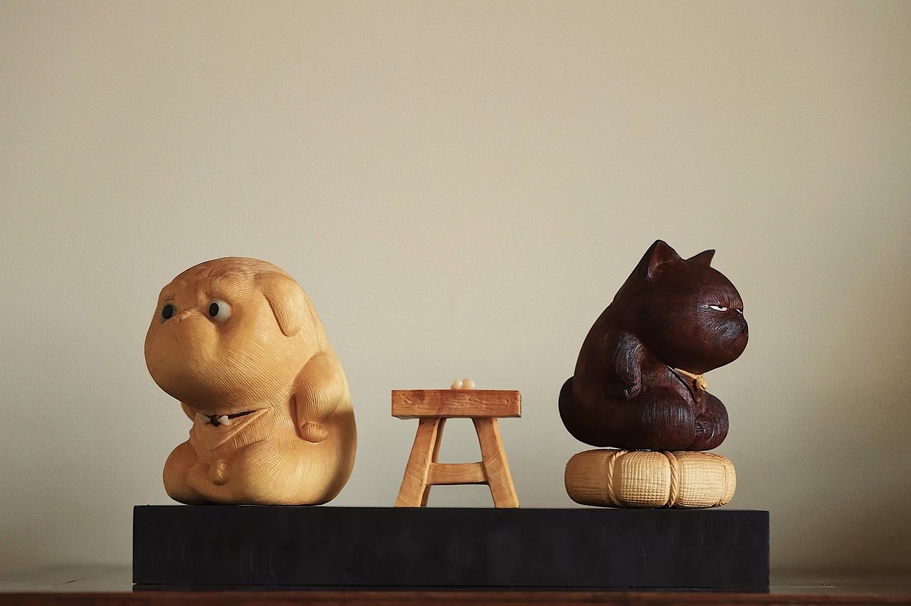 小叶紫檀×黄杨木 | 猫狗猜拳