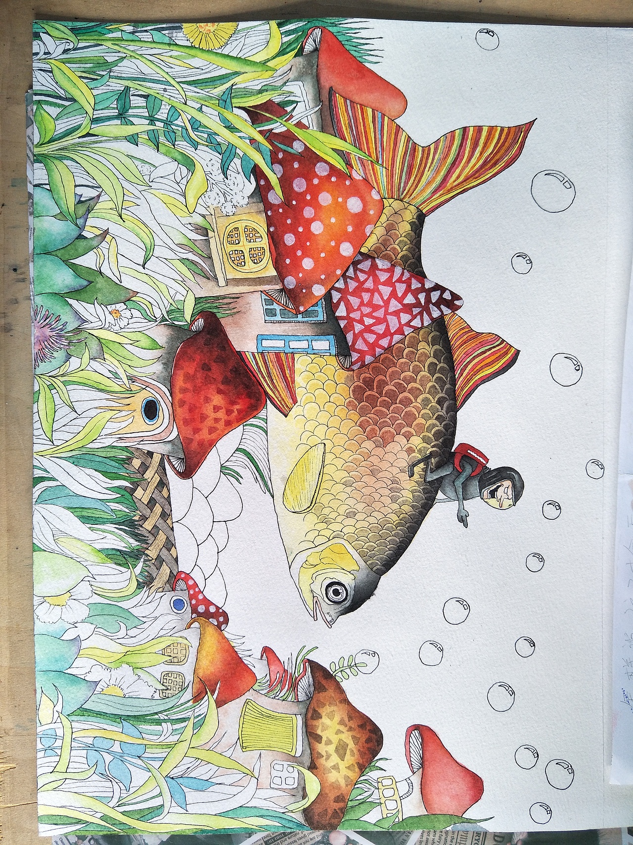 临摹骑鱼去旅行|插画|创作习作|a萱草无忧a_原创作品-站酷zcool