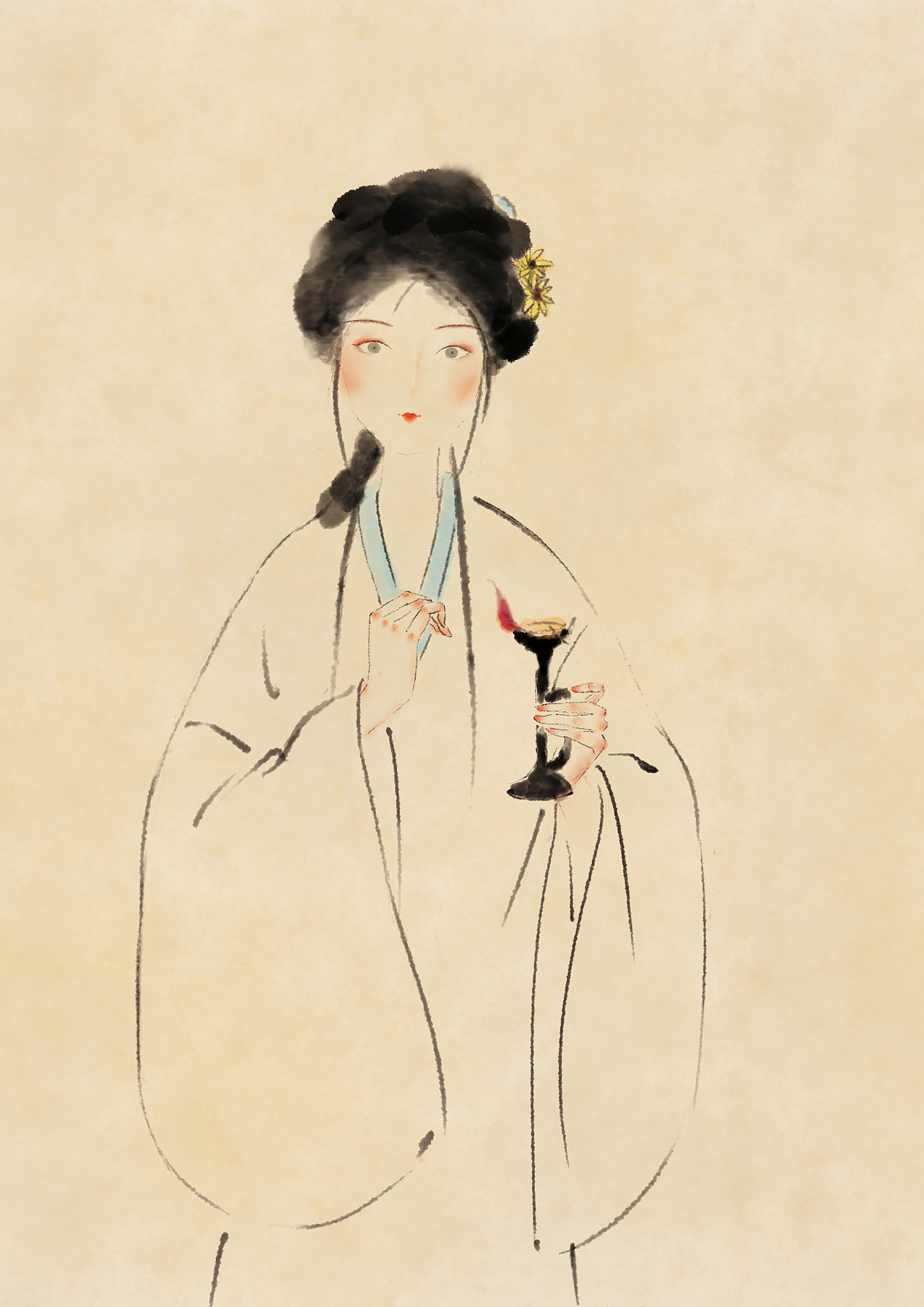 水墨古风少女（图ZMjM0MzgzODQw） - 创作习作 - 站酷设计师马上画画原创素材 - 站酷ZCOOL