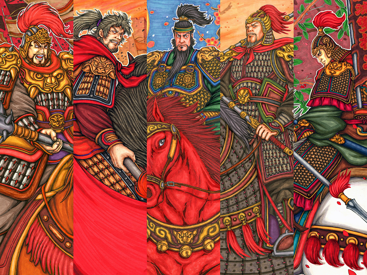 梁山五虎将之“双枪将”董平（图ZMjc2MDYyNTUy） - 商业插画 - 站酷设计师張午胤原创素材 - 站酷ZCOOL