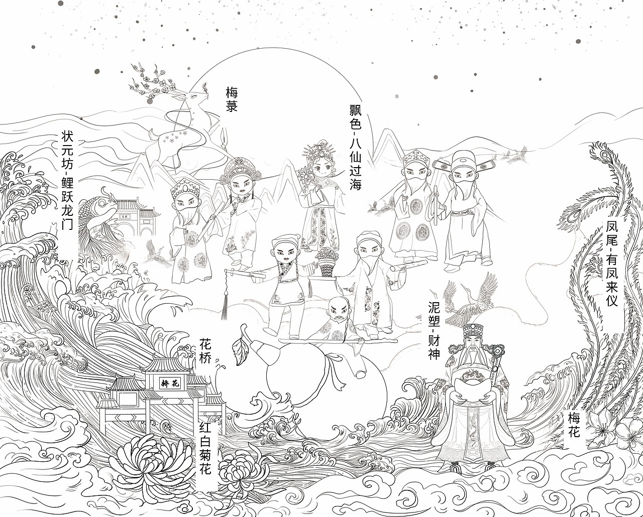 吴川印象#国潮（图ZMjQzODUzODk2） - 商业插画 - 站酷设计师花树梅子原创素材 - 站酷ZCOOL