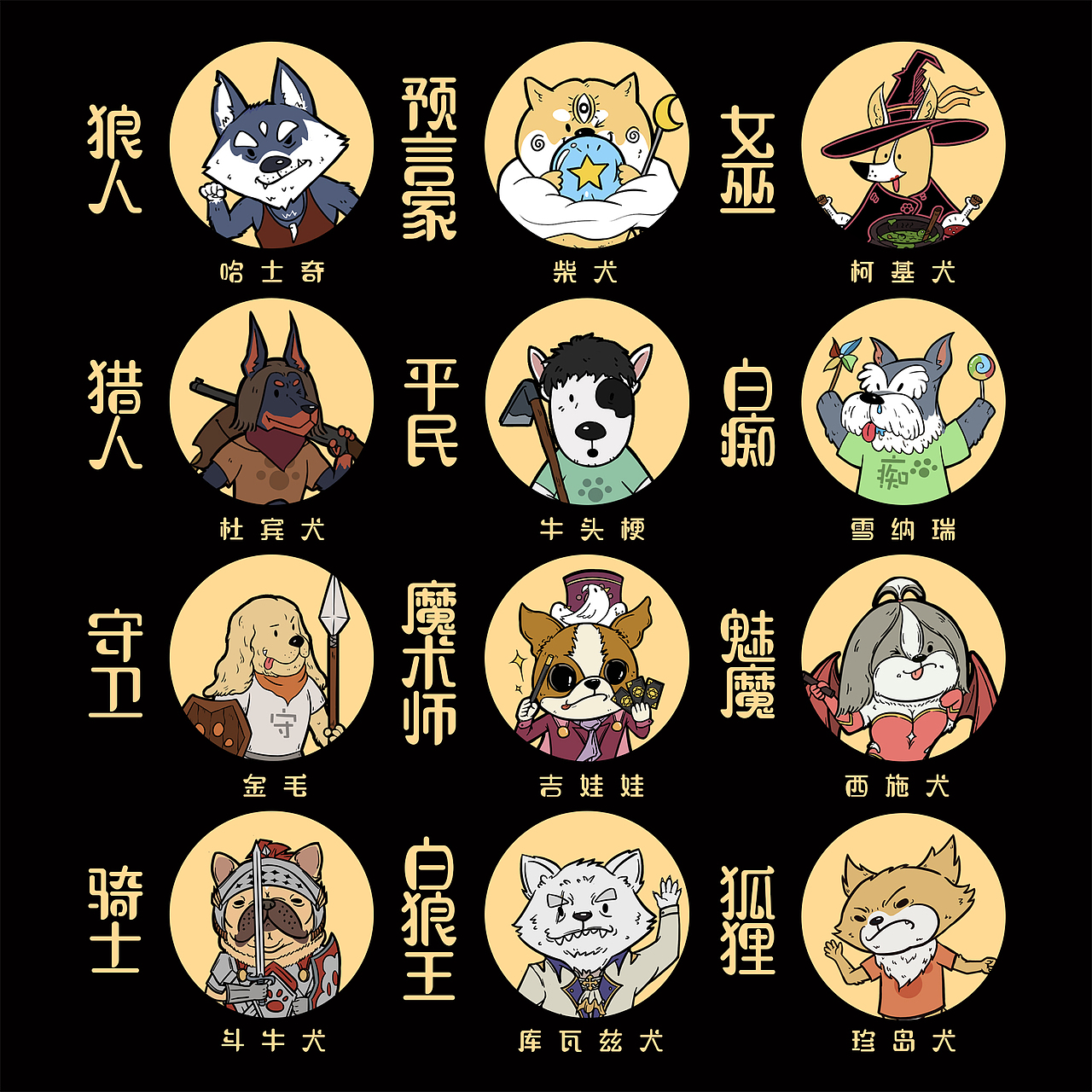 狼人斩，汪星人版本（完结）（图ZMTg2MzQxMzQw） - 商业插画 - 站酷设计师今逸原创素材 - 站酷ZCOOL