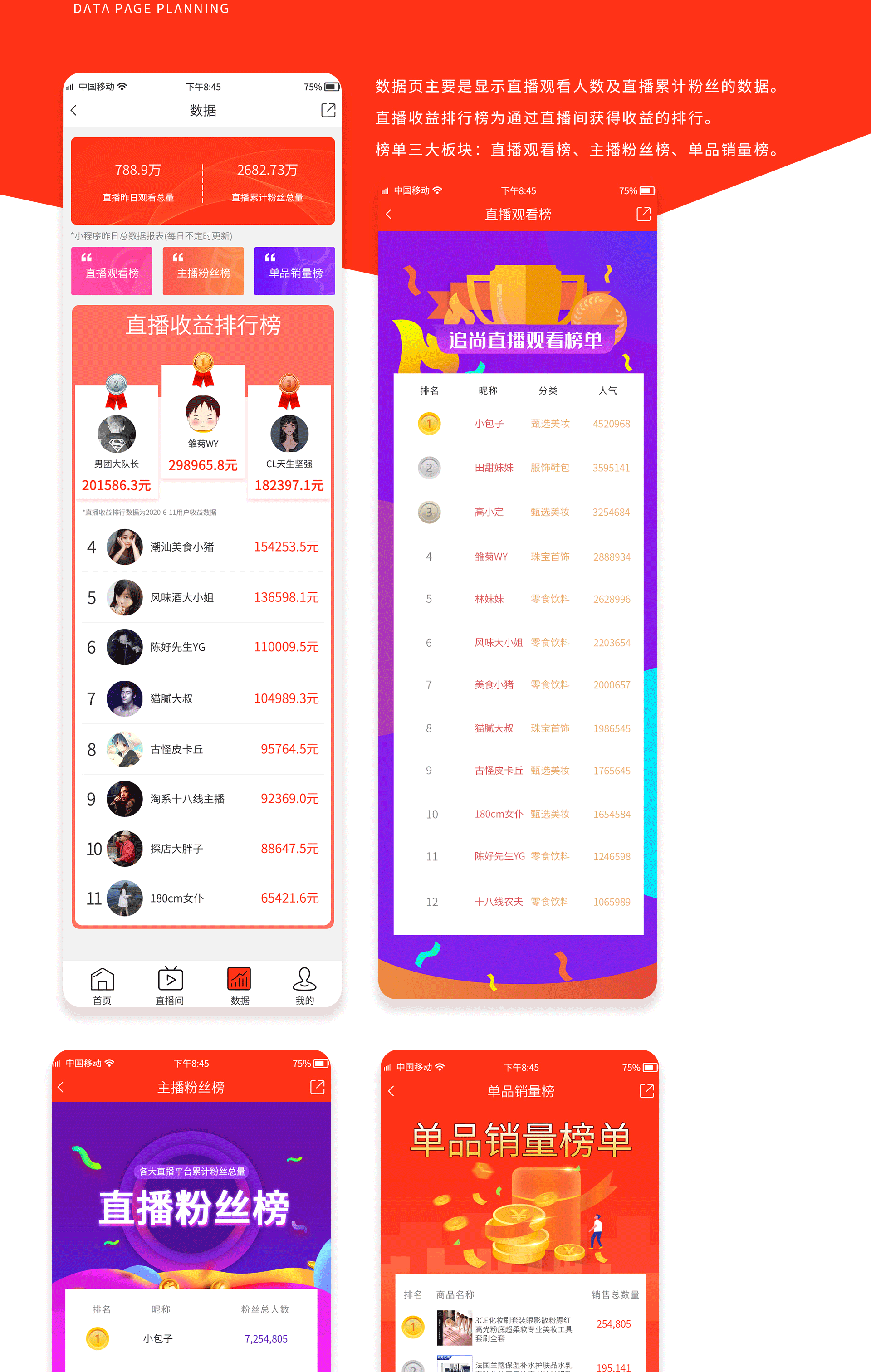 微商直播社交电商小程序(图ZMjExODczNDQ0) - APP界面 - 站酷设计师vibush原创素材 - 站酷ZCOOL