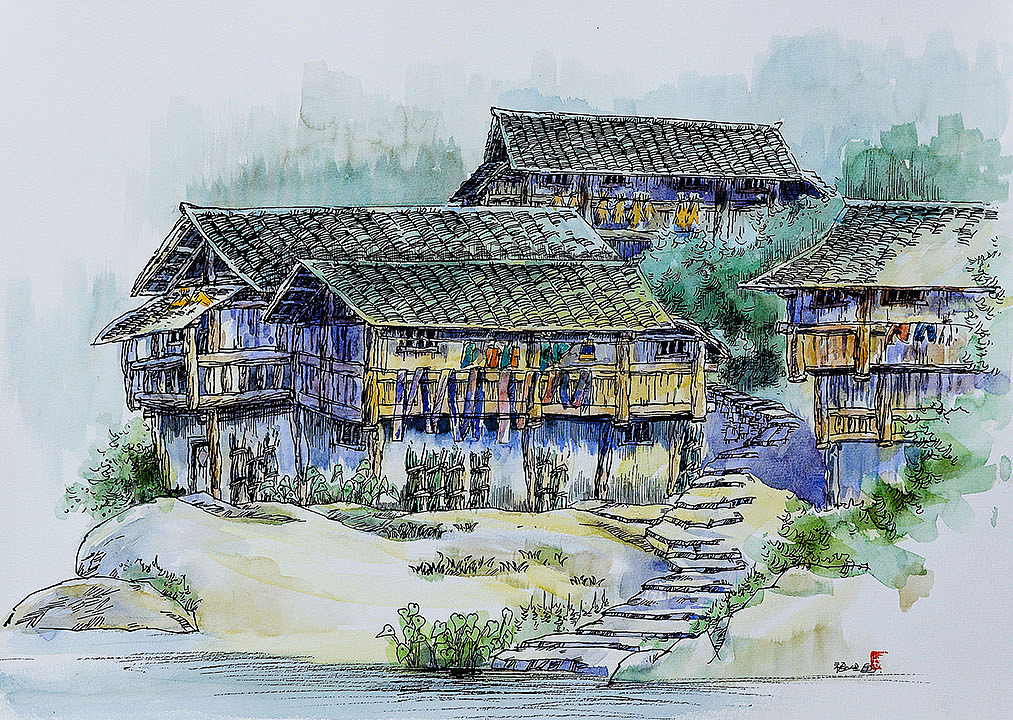 山乡速写（图ZMjQyNjkyOTI=） - 绘画 - 站酷设计师老木棉原创素材 - 站酷ZCOOL