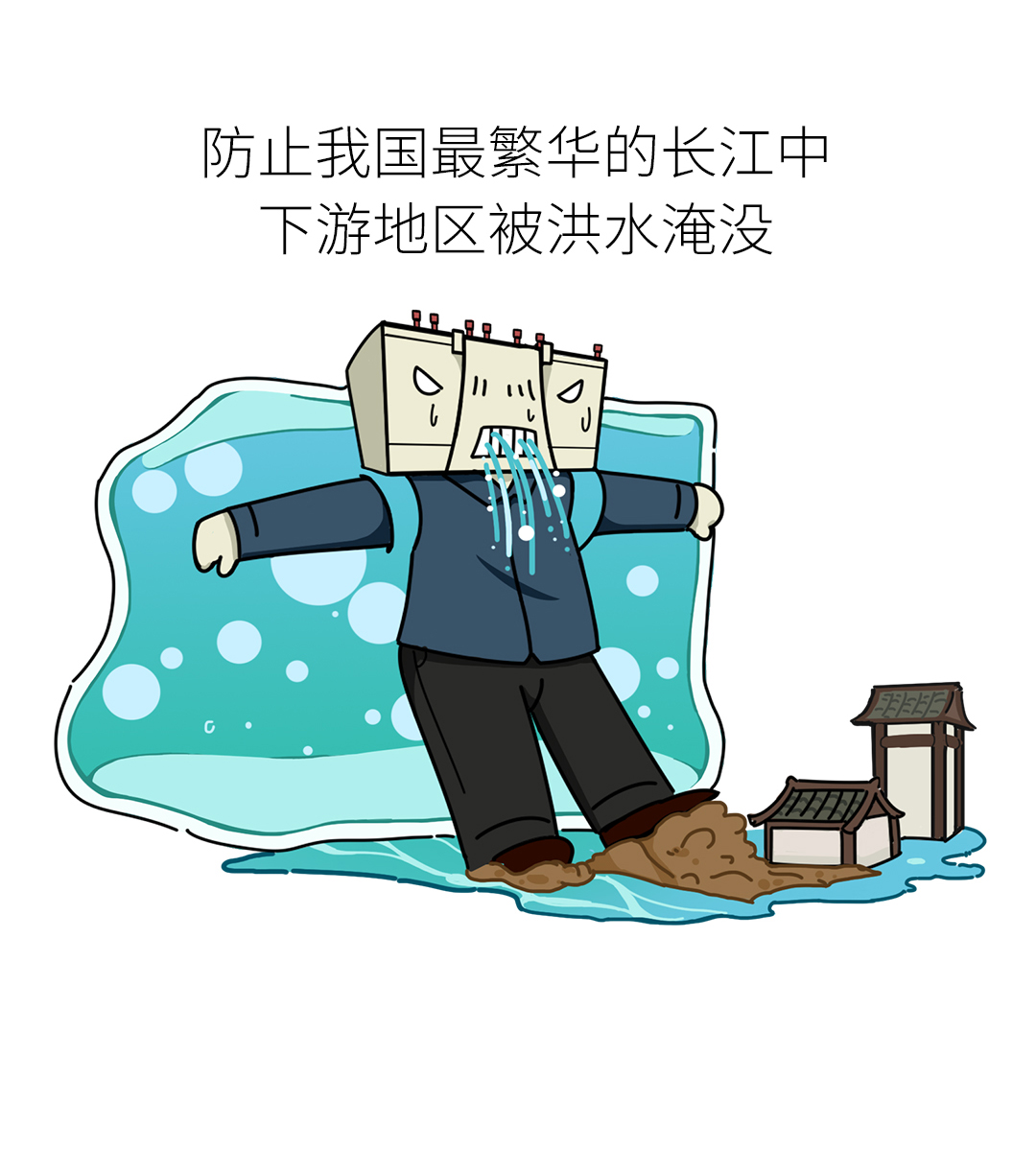 三峡大坝卡通画图片