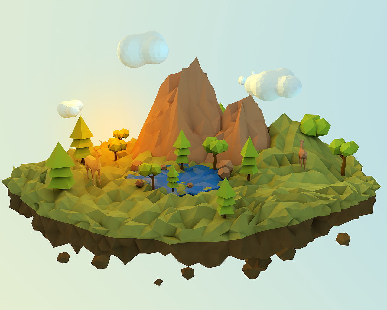 c4d低多边形（图ZOTg0ODIwMDA=） - 建筑/空间 - 站酷设计师仙女凡凡原创素材 - 站酷ZCOOL