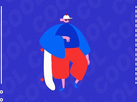 滑板少年动画动态海报
