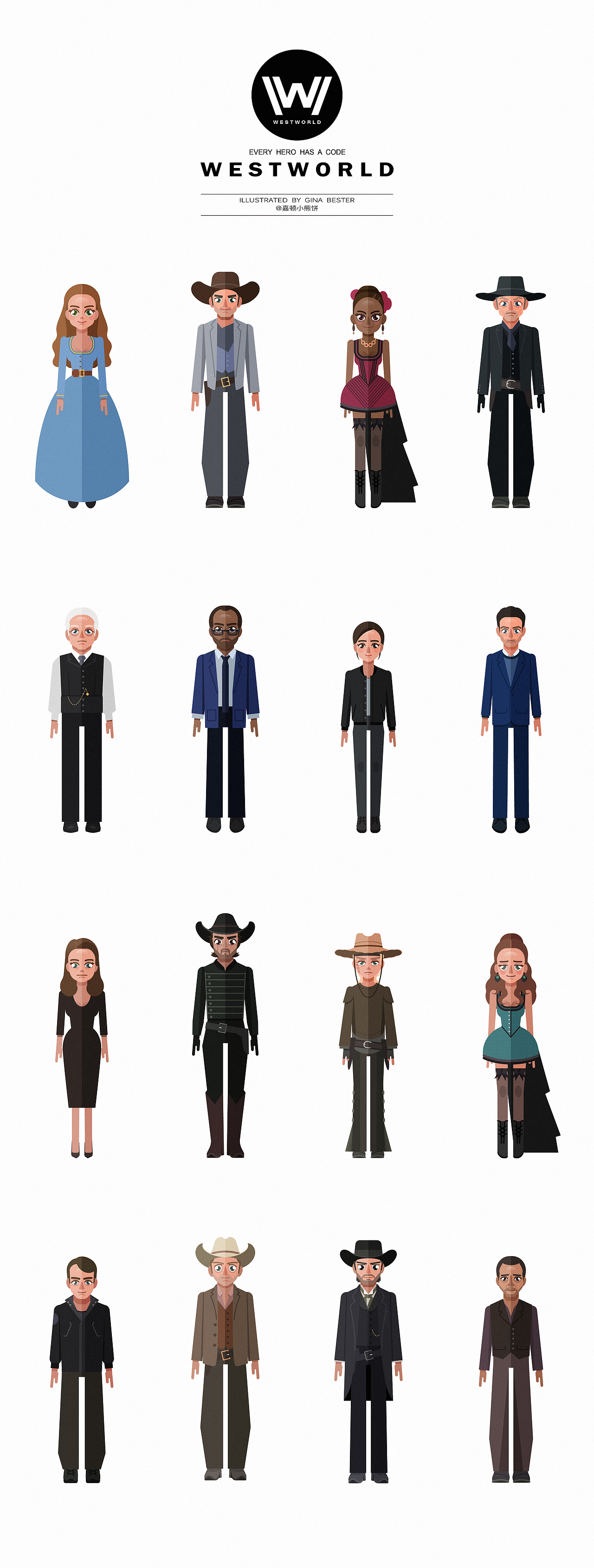 西部世界人物插画（附送头像）（图ZNjM4MDExMTI=） - 创作习作 - 站酷设计师嘉顿小熊饼原创素材 - 站酷ZCOOL