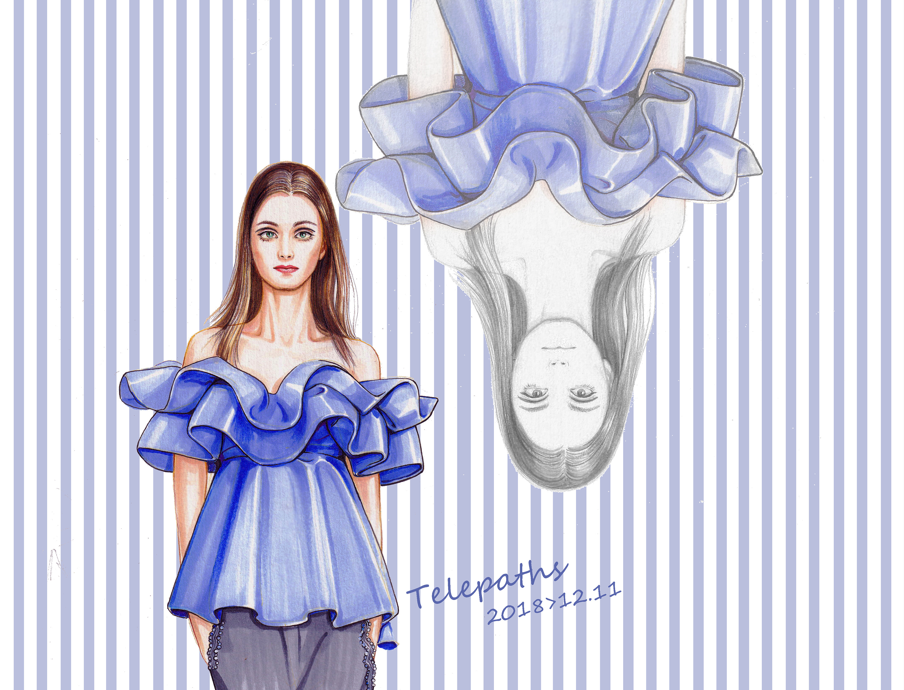 马克笔 服装效果图|插画|插画习作|telepaths - 原创作品 - 站酷