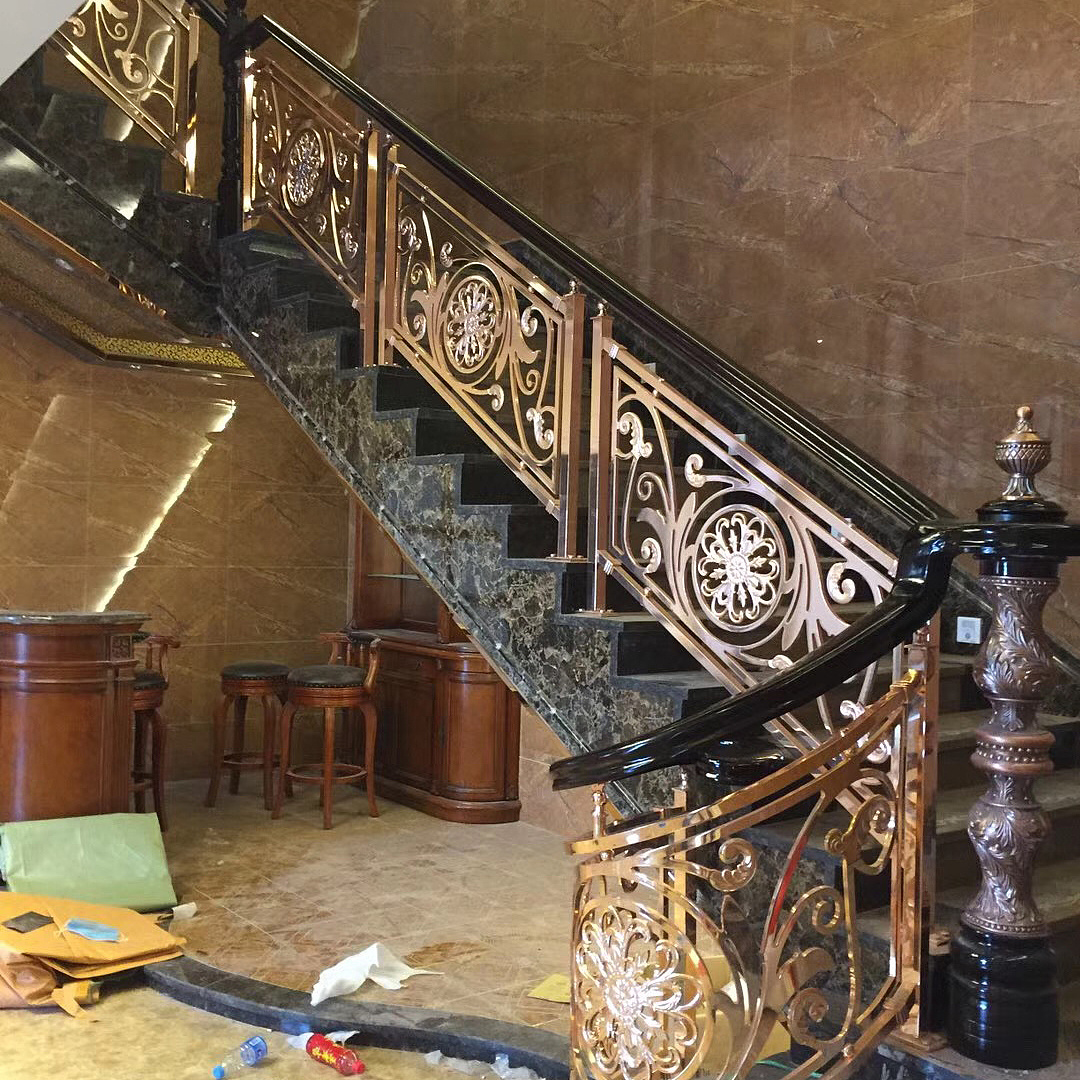 苏州室内纯铜楼梯栏杆报价 护栏厂家雕刻真精致
