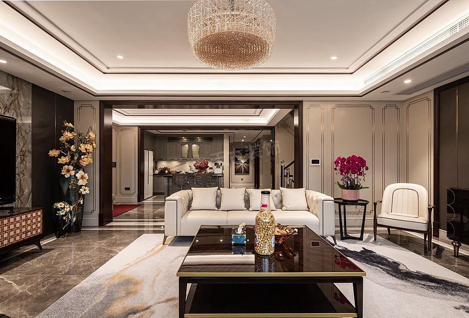 恒大麓山湖装修竣工图,轻奢混搭风别墅设计案例