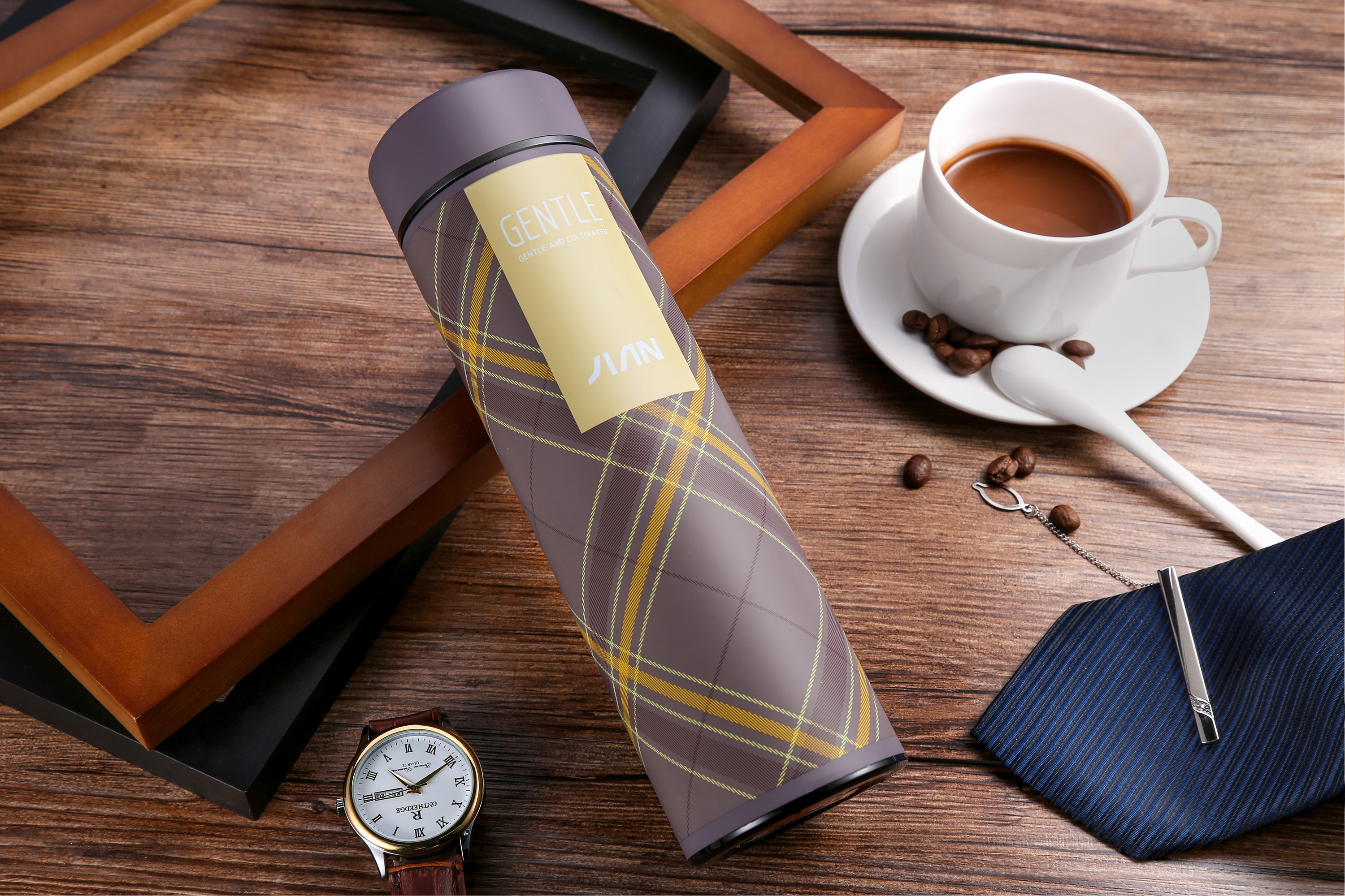 摄影—格纹杯 杯子 保温杯 水杯