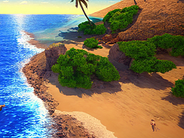 #AI創(chuàng)作實驗室#沙灘，碧海藍天，動漫風(fēng)