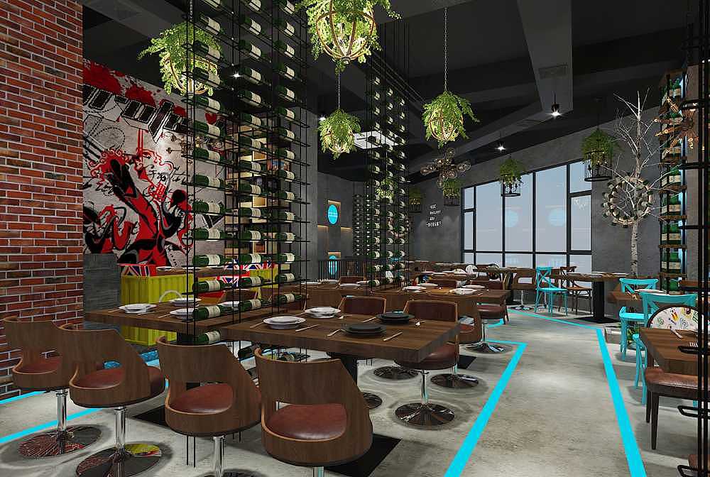 艺聚海音乐烧烤餐厅装修设计-成都音乐餐厅室内设计