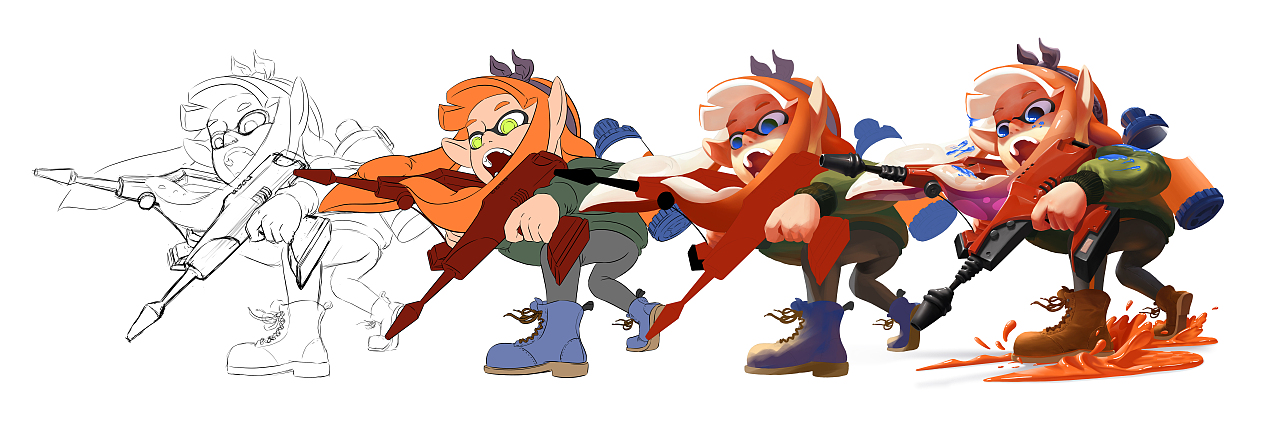 喷射战士2—墨灵：乌贼娘（Splatoon2 Fan Art）（图ZMTI1MTcwMDY0） - 游戏原画 - 站酷设计师panpeitong原创素材 - 站酷ZCOOL