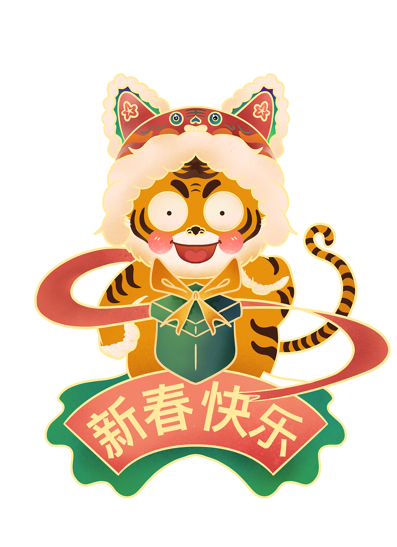 虎年ip形象插画设计（图ZMjgwOTgzODg4） - 商业插画 - 站酷设计师卡卡罗头原创素材 - 站酷ZCOOL