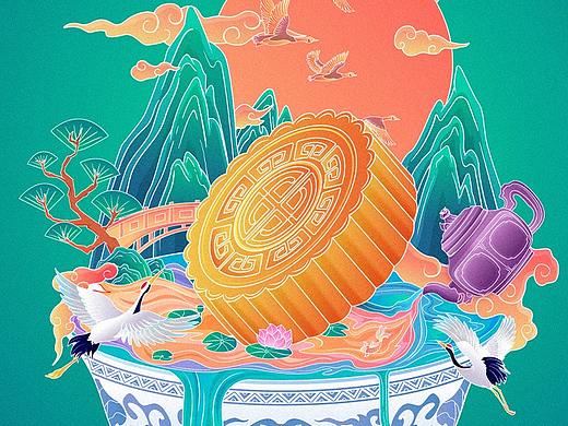 月饼包装国潮插画包装
