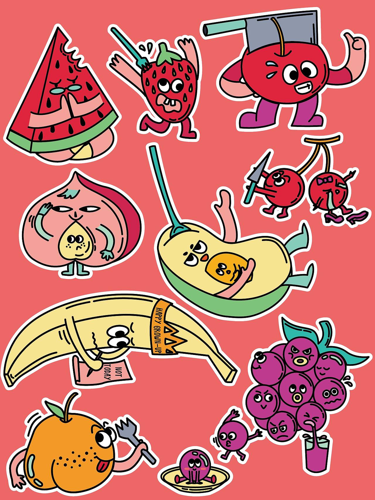 水果系列doodle风插画（图ZMjY5MjgzNjY0） - 商业插画 - 站酷设计师西西GAGA原创素材 - 站酷ZCOOL