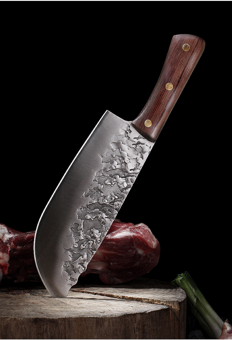 砍骨斧子锤纹锻打屠宰刀剔骨刀菜刀