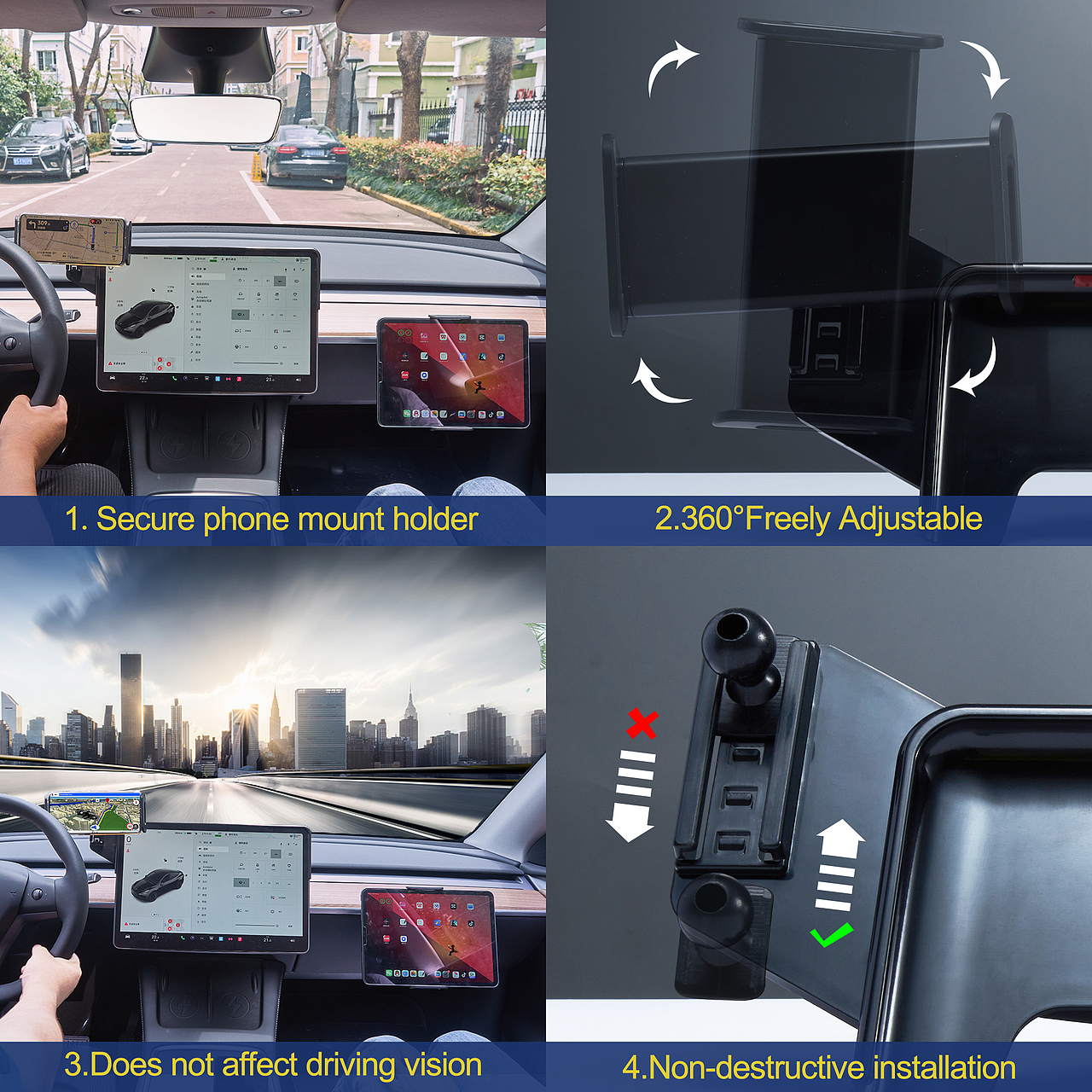 车载手机储物支架+手套箱支架+座椅背夹+平板支架