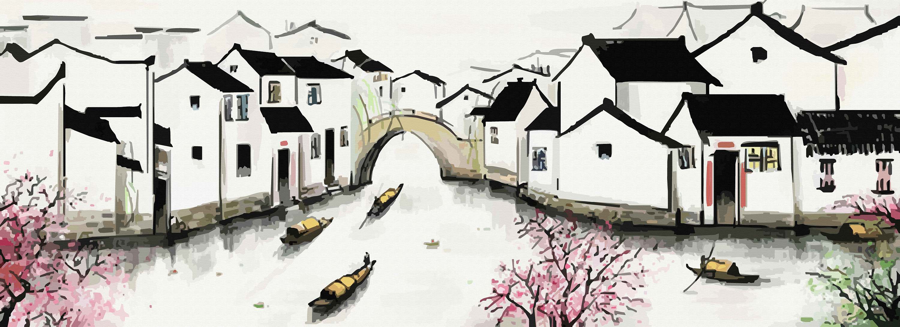 简单的江南水乡绘画图片
