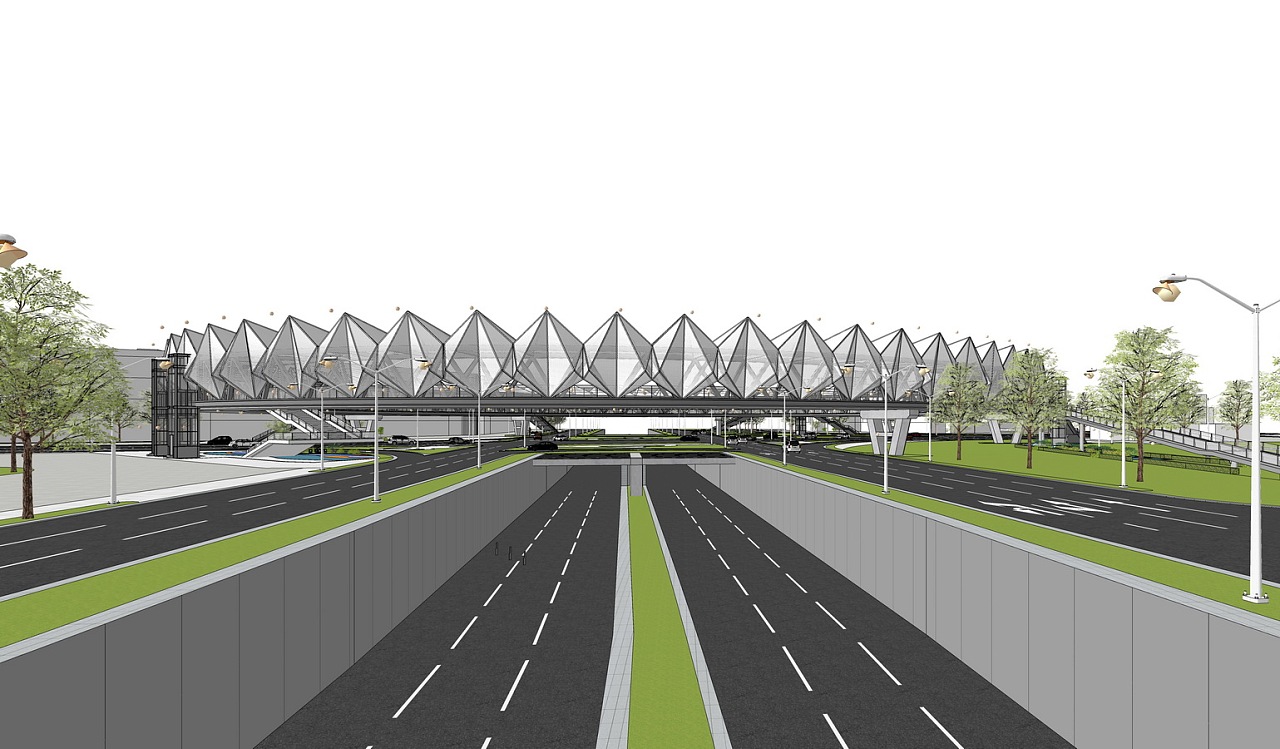 钻石过街天桥su模型下载|空间|景观设计|素模网 - 原创作品 - 站酷