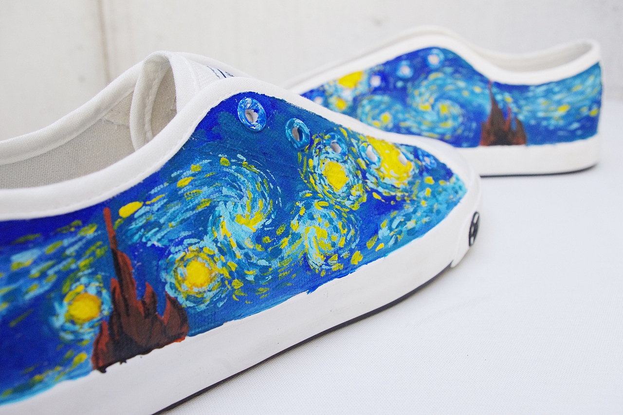 [豹小玉手绘]手绘鞋——梵高的星夜