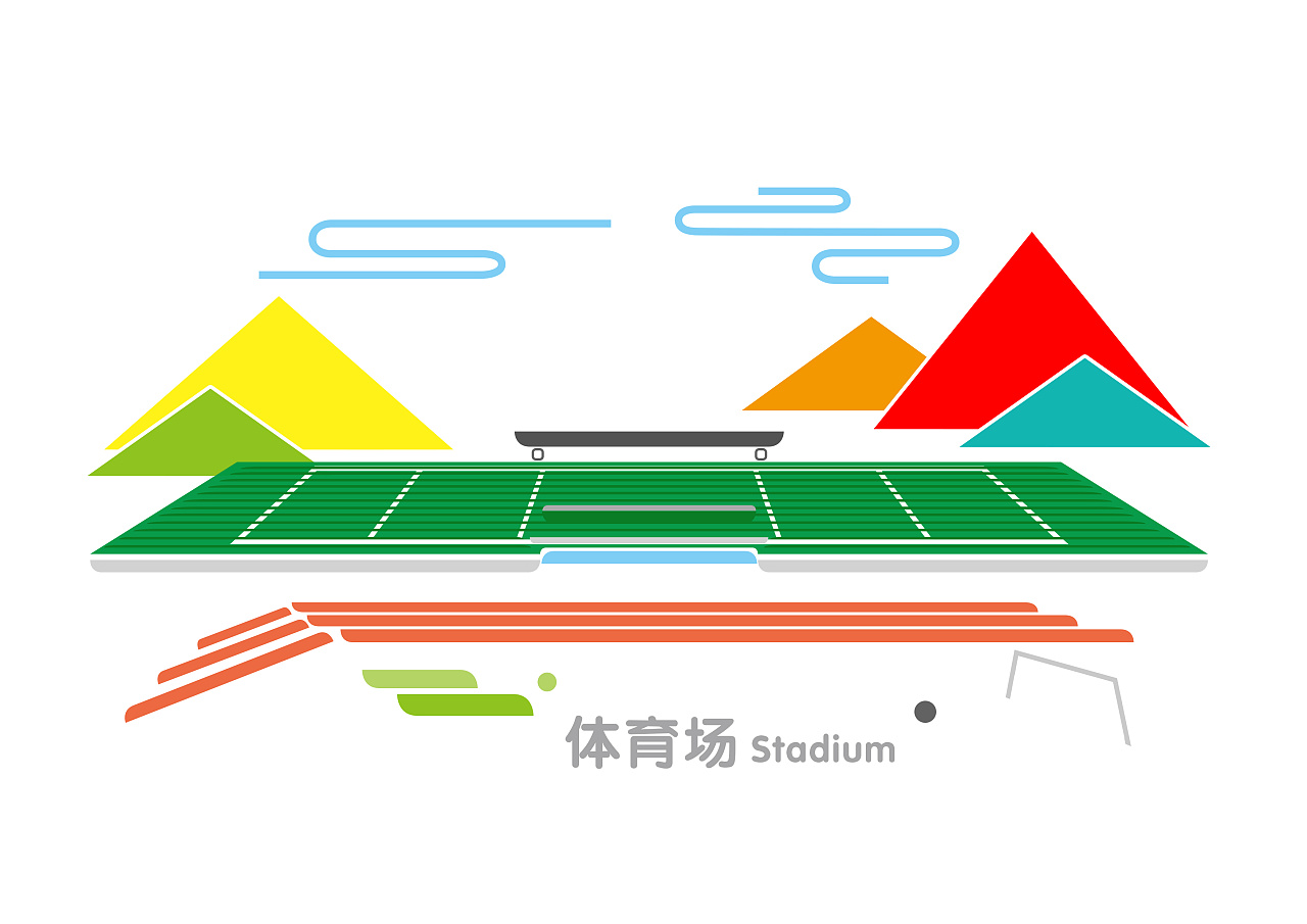 学校扁平化风格地图