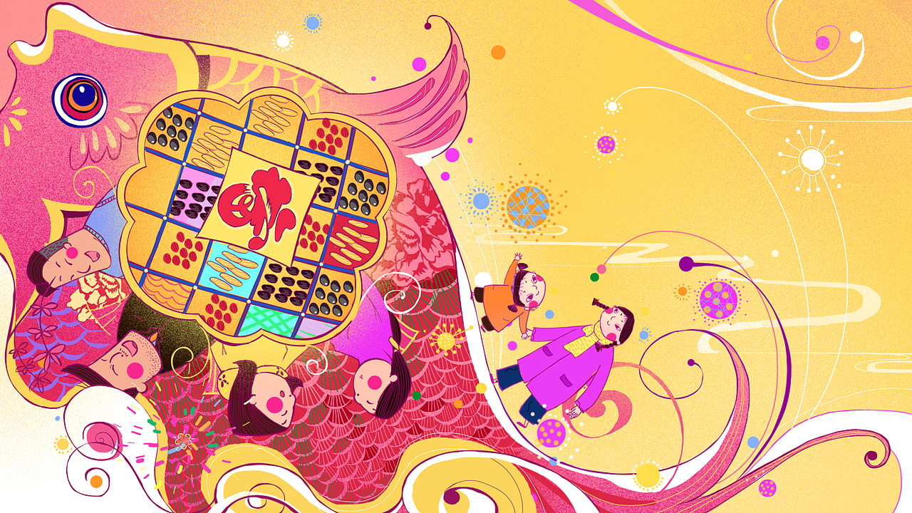 新年庙会（图ZOTMyNDU2Mjg=） - 儿童插画 - 站酷设计师一flower原创素材 - 站酷ZCOOL