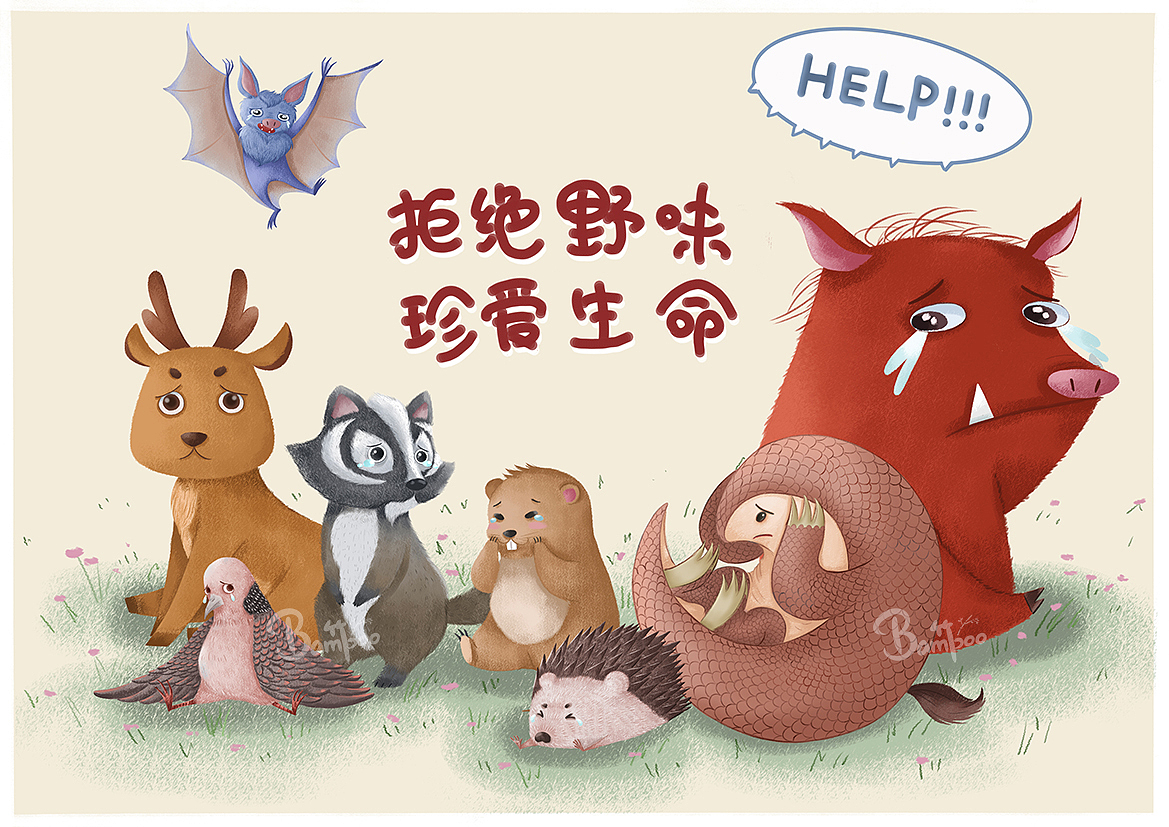 拒绝野味 珍爱生命 插画创作（图ZMTk2NjYzMjYw） - 艺术插画 - 站酷设计师斑咘竹原创素材 - 站酷ZCOOL