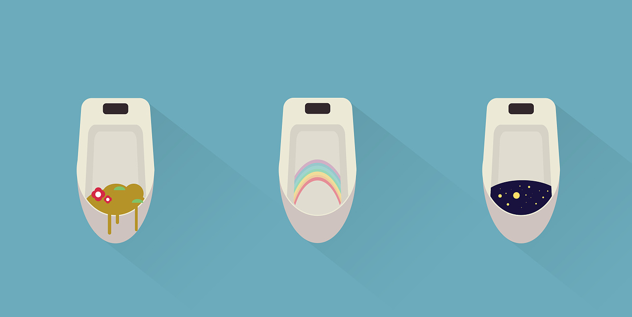 不知道为什么今天拉尿的时候就想画一组小便池