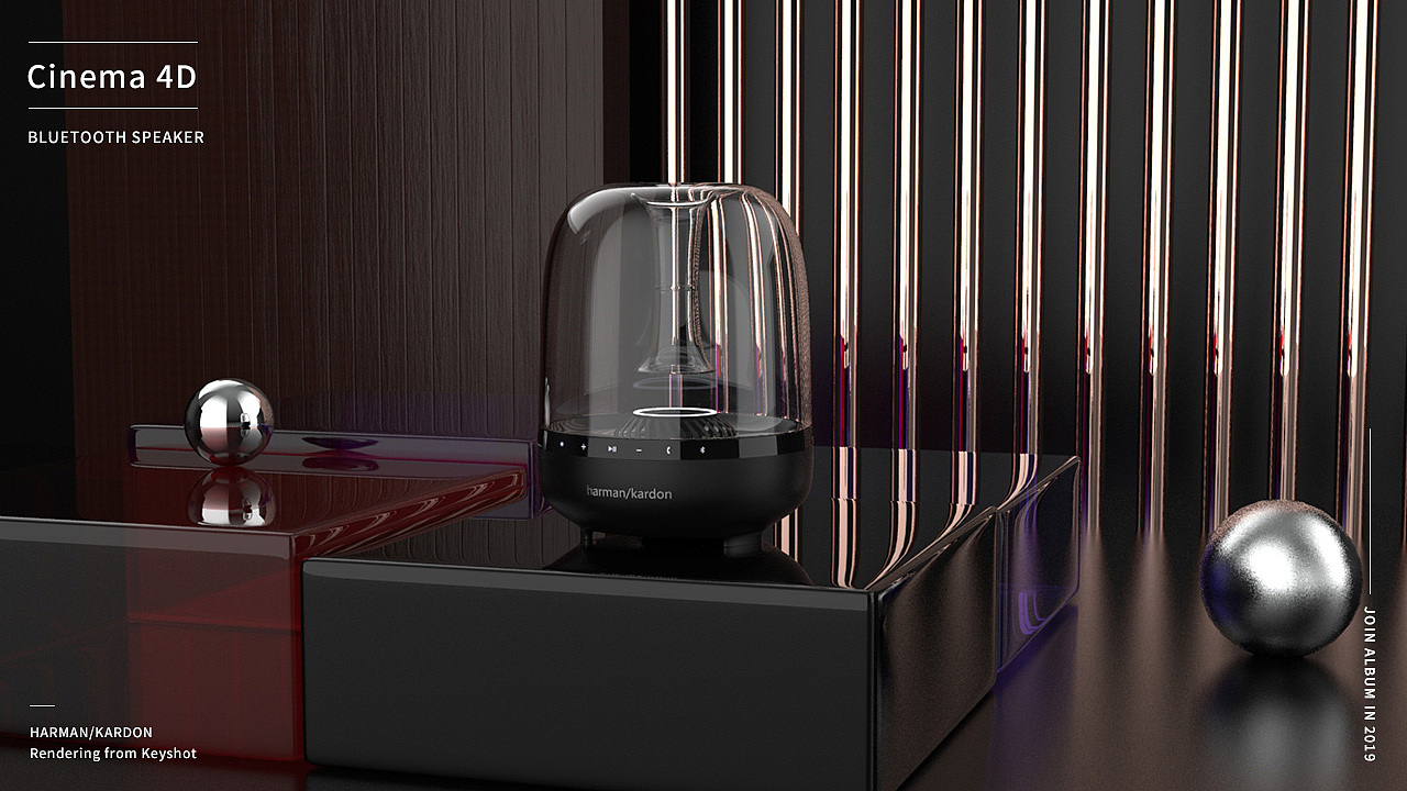 C4D建模渲染哈曼卡顿音响 3D keyshot CINEMA 4D 海报（图ZMTQ4MTUyMTE2） - 电子产品 - 站酷设计师大汤包子原创素材 - 站酷ZCOOL