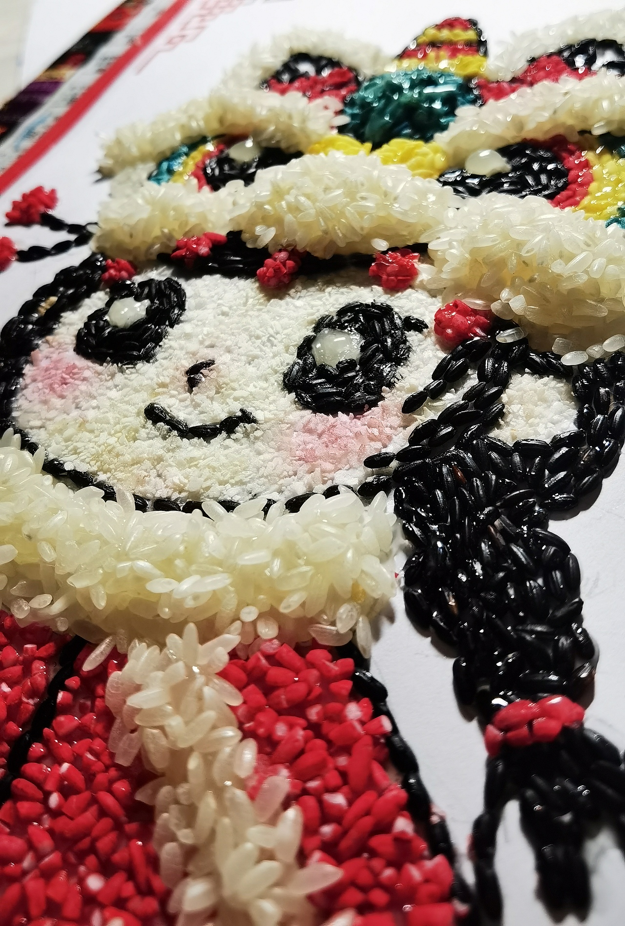 五谷粘贴画 《舞狮》