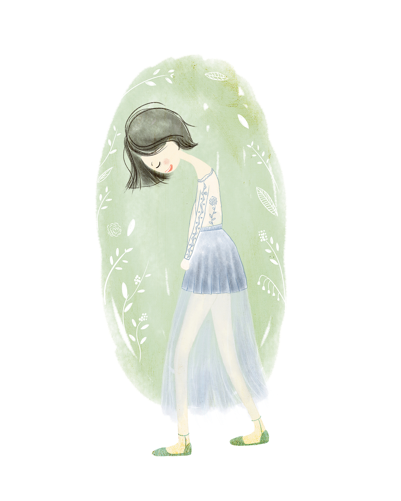 一组水彩风格的少女插画（图ZNTYyMTM4NzY=） - 商业插画 - 站酷设计师SoYenoo原创素材 - 站酷ZCOOL