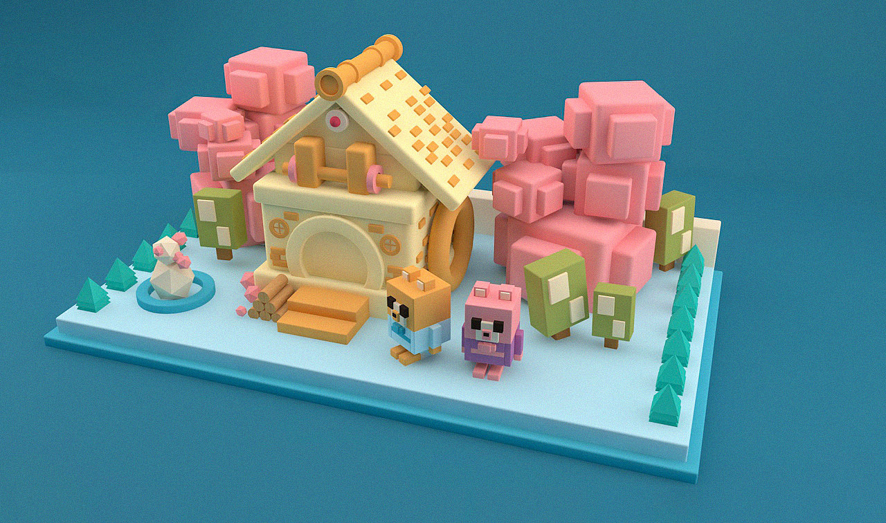 c4d像素风格练习（图ZMjA0MzU4Nzcy） - 场景 - 站酷设计师吸血的蚊子原创素材 - 站酷ZCOOL